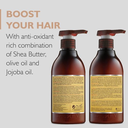 Saryna Key Damage Repair Shampoo & Conditioner Set - Hydrating, Sulfate-Free Formula for Dry, Damaged Hair | 2 Pack, 500 ml