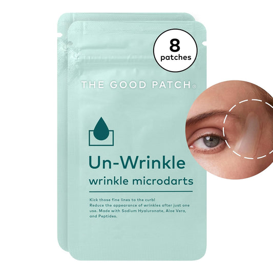 The Good Patch Un-Wrinkle Microdart Patches - Anti-Wrinkle Solution for Crow's Feet | 8 Patches with Sodium Hyaluronate & Aloe Vera