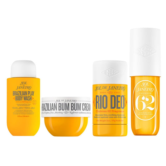 Sol de Janeiro Travel Essentials Bundle - Cheirosa 62 Perfume Mist, Rio Deo, Bum Bum Cream & Body Wash | TSA-Friendly Sizes