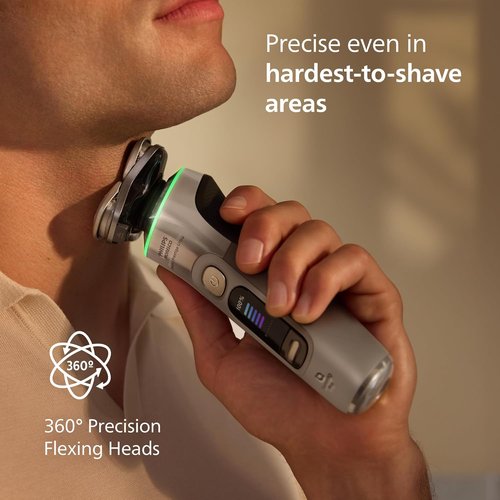 Philips Norelco Shaver i9000 Prestige - Wet & Dry Electric Shaver with SenseIQ Pro Technology | White Gold, Triple Lift & Cut System