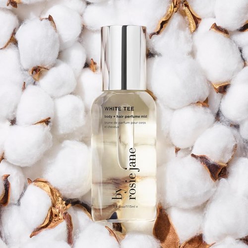 By Rosie Jane Body & Hair Perfume Mist - White Tee Scented Mist for Women | 115ml Clean Fragrance with Cotton Blossom, Lily Water & Soft Rose