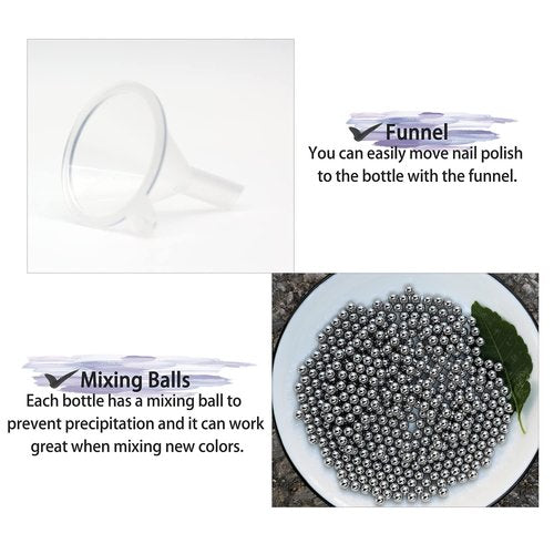 Agidea 6PCS Empty Nail Polish Bottles with Funnel, Empty Fingernail Polish Bottles Glass Rectangle with Brush & Mixing Balls Black (5ML)