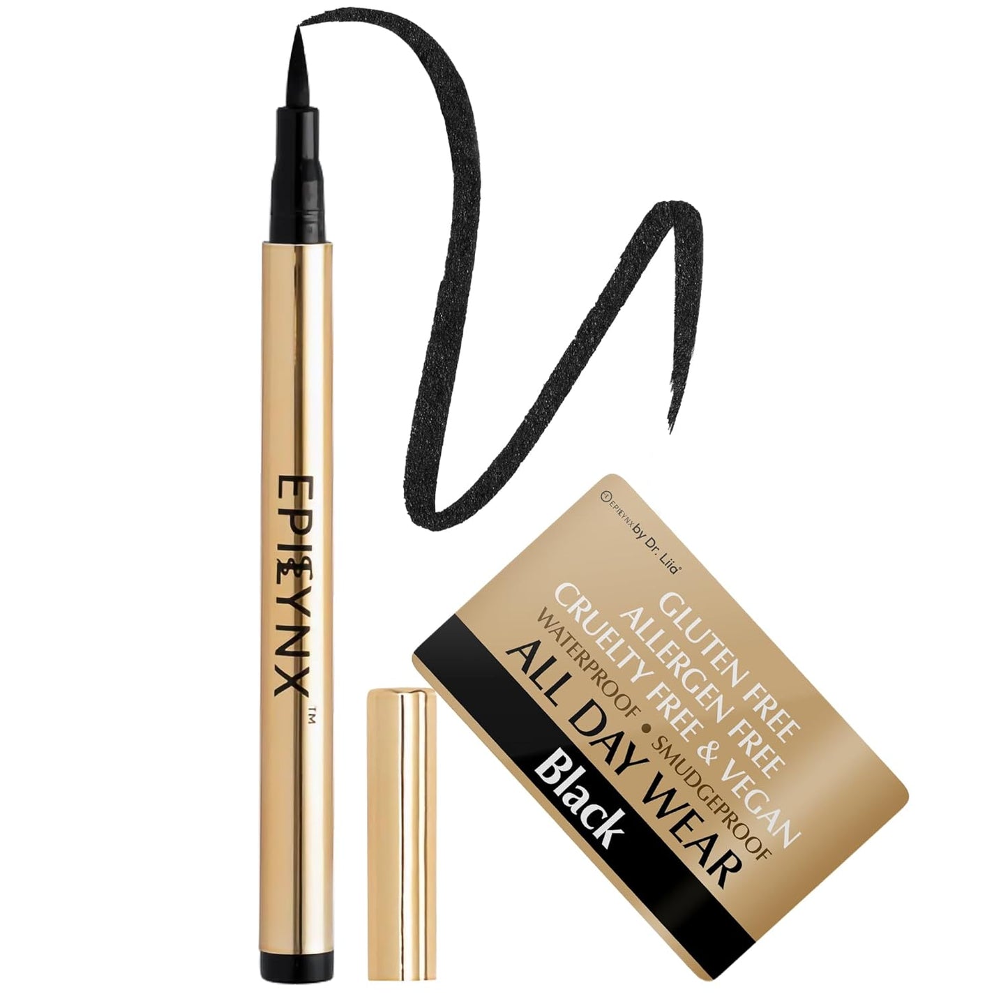 Skiennix Liquid Eyeliner - Hypoallergenic, Long-Lasting Waterproof Formula | Fine Brush Tip, Black 2mL