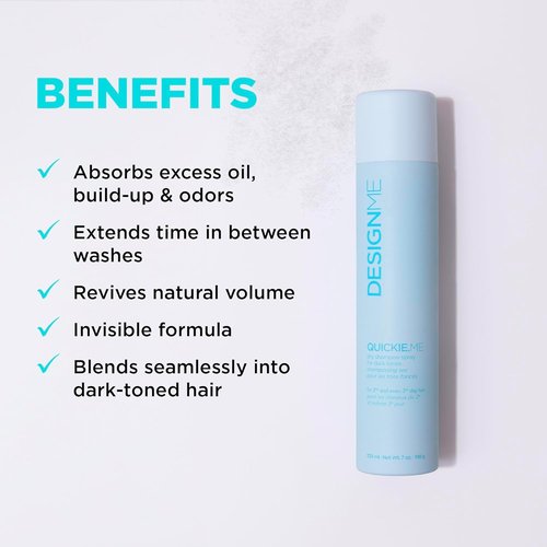QUICKIE.ME Dry Shampoo Hair Spray by DESIGNME | Oil-Absorbing, Residue-Free Dry Shampoo | Root-Lifting Dry Shampoo Spray | Waterless Dry Shampoo Spray with Rice Starch, 7 Oz