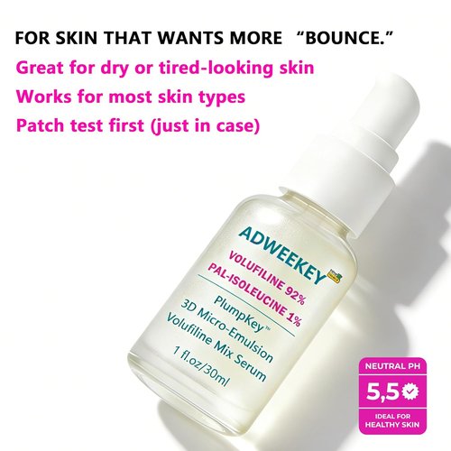 PlumpKey™ Volufiline 92% Serum - Lightweight Non-Greasy Face Serum for Bouncy Skin | 1 fl oz (30 mL) Airless Pump