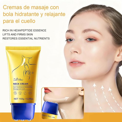 Regine Switzerland Neck Cream - Anti-Aging Multi-Peptide Formula with Roller & Lip Balm | 2 Packs for Moisturizing & Firming