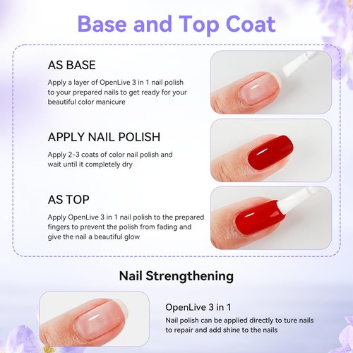OpenLive Perfume Nail Strengthener Quick Dry Nail Polish Strong Repairs Damaged Nail Hardener Long Lasting Shine for Nail 16.5ml