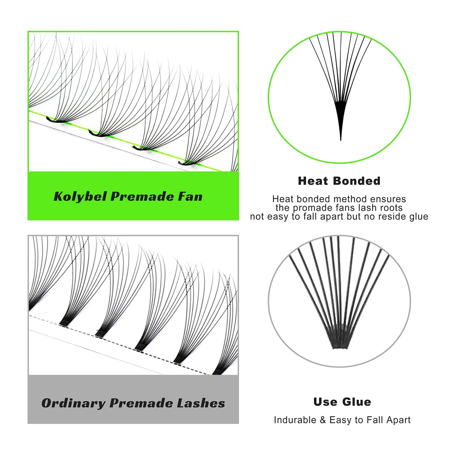 500 Premade Fans Eyelash Extensions 8D 8-15mm Mixed Length Promade Lash Fans C/D Curl Premade Fans Pointed Thin Base Handmade Volume Premade Lash Extensions Fans(8D,0.07-D-8-15MM)