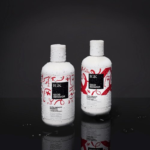 IGK GOOD BEHAVIOR Ultra Smooth Shampoo & Conditioner Set - Frizz Control & Shine | Vegan & Cruelty-Free | 8 oz (Pack of 2)