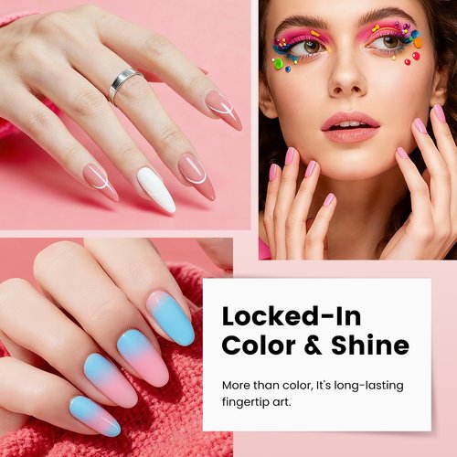 Phoenixy 71 Pcs Gel Nail Kit, 55 Colors Gel Nail Polish Kit with U V Light 5 Pcs Base and Top Coat Beginners Manicure Tools DIY Manicure Set Women's Valentine Gift Idea