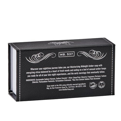 San Francisco Soap Company Midnight Amber Man Bar - Moisturizing & Chemical-Free - All Skin Types - Made in USA