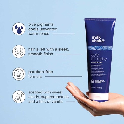 Milk_Shake Cold Brunette Conditioner - Toning Formula with Blue Pigment for Brown Hair | Nourishes & Protects Color