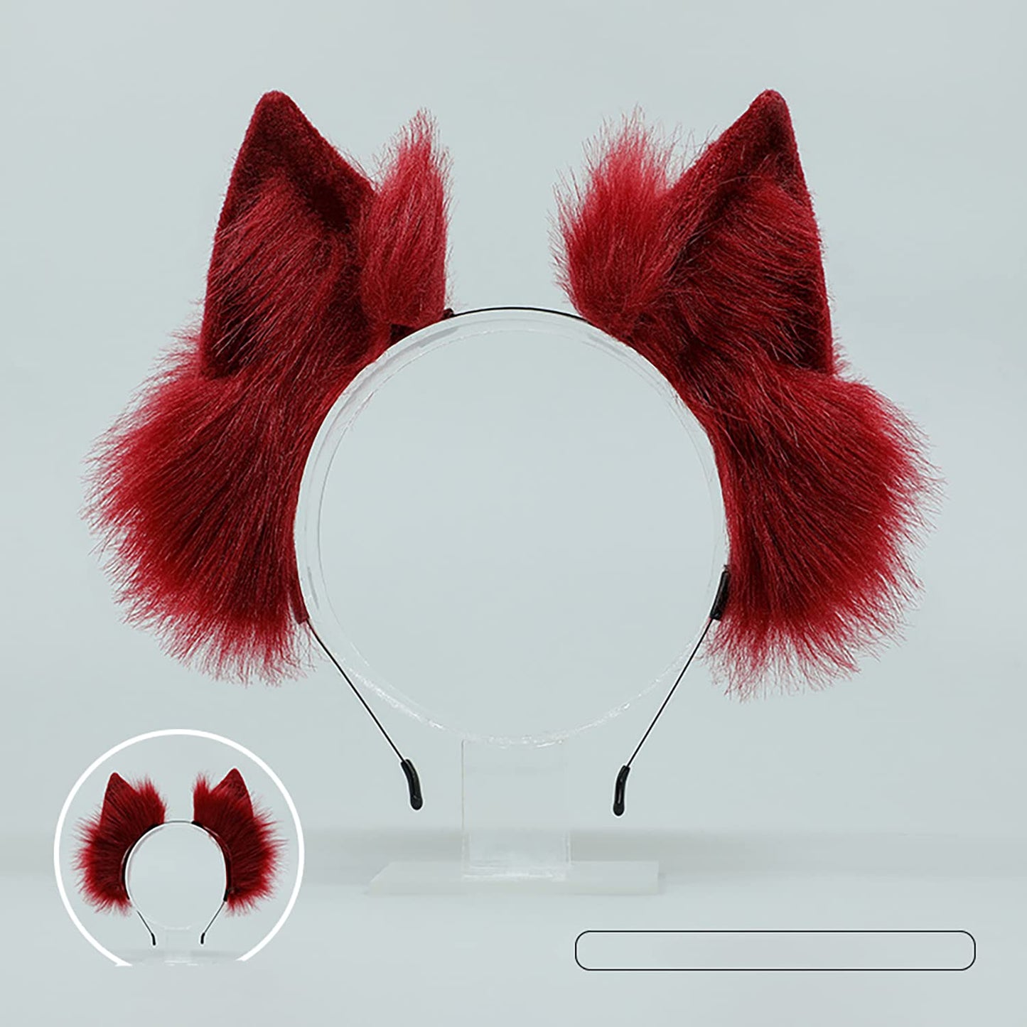 Faylay Wolf/Fox/Cat Ear Cosplay Headwear Girl Accessories Handmade Hairband Furry Ear Faux Fur Headband (04-6 Wine Red)