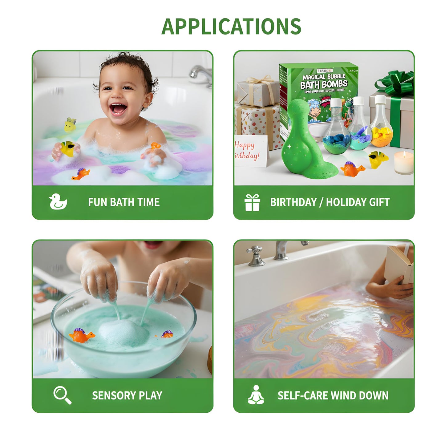 Zenseme Bath Bombs for Boys with Mini Toy Ducks Inside – Kids Bath Bombs Powder - Bubble Bath for Kids – Bathtime Experiment Kit Mix - Blast of Foam & Colour Surprise – Gift Set of 4