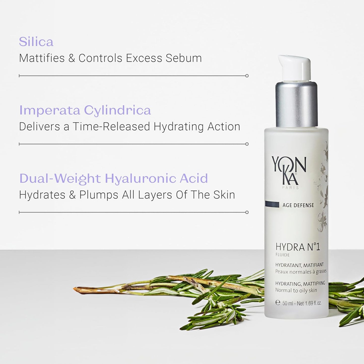 Yon-Ka Hydra No.1 Fluide - Lightweight Age Defense Moisturizer with Hyaluronic Acid | 1.69 fl oz | Paraben-Free for Normal & Oily Skin