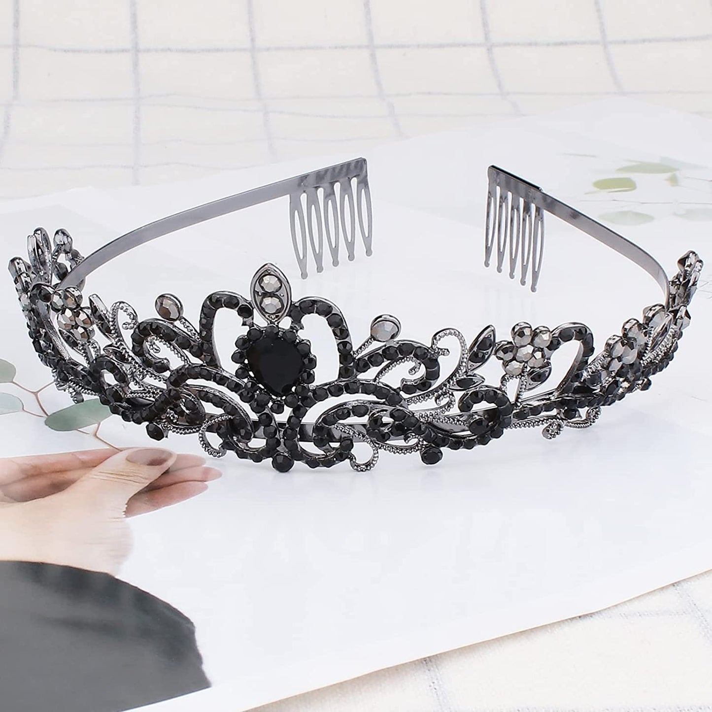 "Birthday Queen" Sash & Rhinestone Tiara Set COCIDE Black Birthday Gold Sash and Tiara for Women Birthday Decoration Kit Rhinestone Headband for Girl Glitter Crystal Hair Accessories for Party Cake Topper