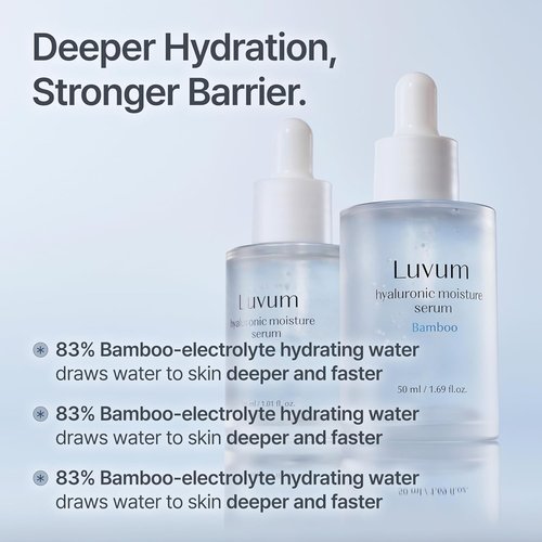 Luvum Bamboo Hyaluronic Moisture Serum - Hydrating Ceramide & Hyaluronic Acid | 1.69 fl. oz