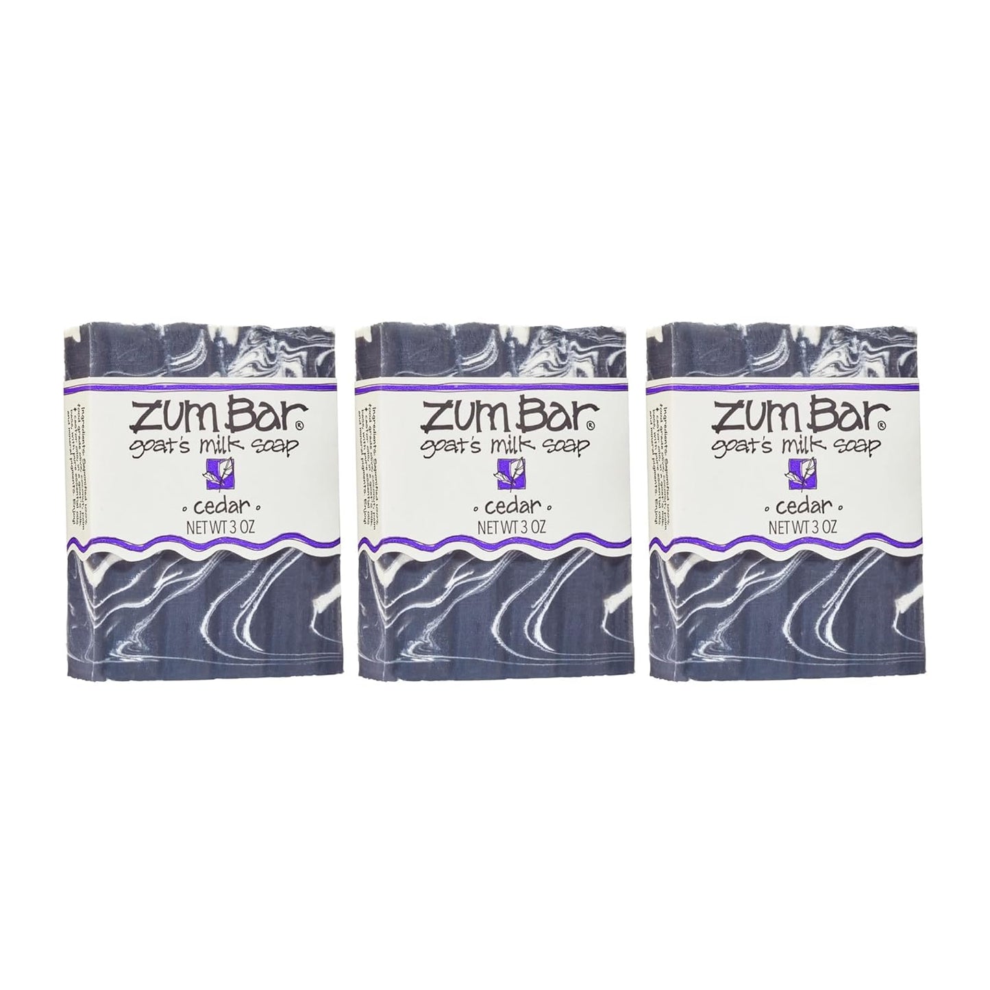 Zum Goat's Milk Soap Bar - Nourishing Hand & Body Cleanser with Essential Oils - Cedar Scent | 3 oz (3 Pack)