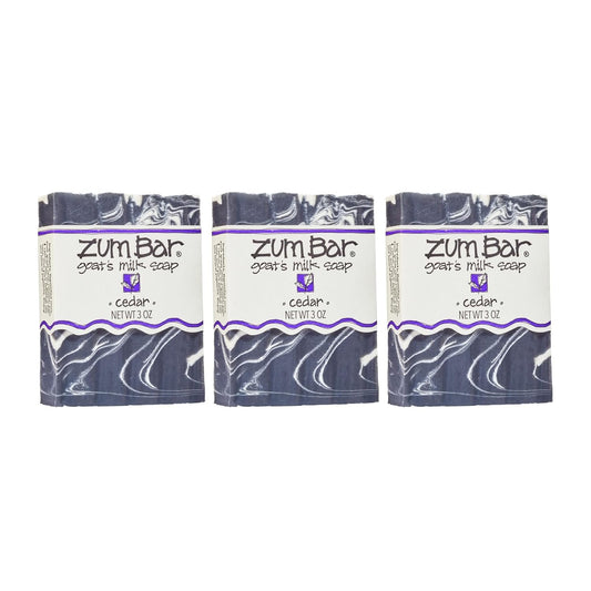Zum Goat's Milk Soap Bar - Nourishing Hand & Body Cleanser with Essential Oils - Cedar Scent | 3 oz (3 Pack)