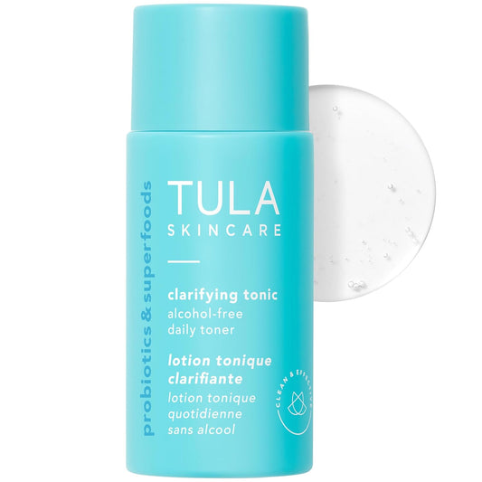 TULA Skin Care Mini Clarifying Tonic - Alcohol-Free Daily Toner for Pore Tightening & Exfoliation | 0.68 Fl Oz