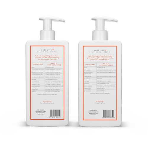 Native Shampoo and Conditioner - Naturally Derived Formula for All Hair Types | Sulfate & Dye Free | Citrus & Herbal Musk, 16.5 fl oz Each (2 Pack)