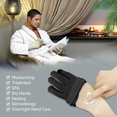 Evridwear Moisturizing Cotton Gloves - Touchscreen Fingertips for Eczema Relief | 6 Pairs, Black, L/XL