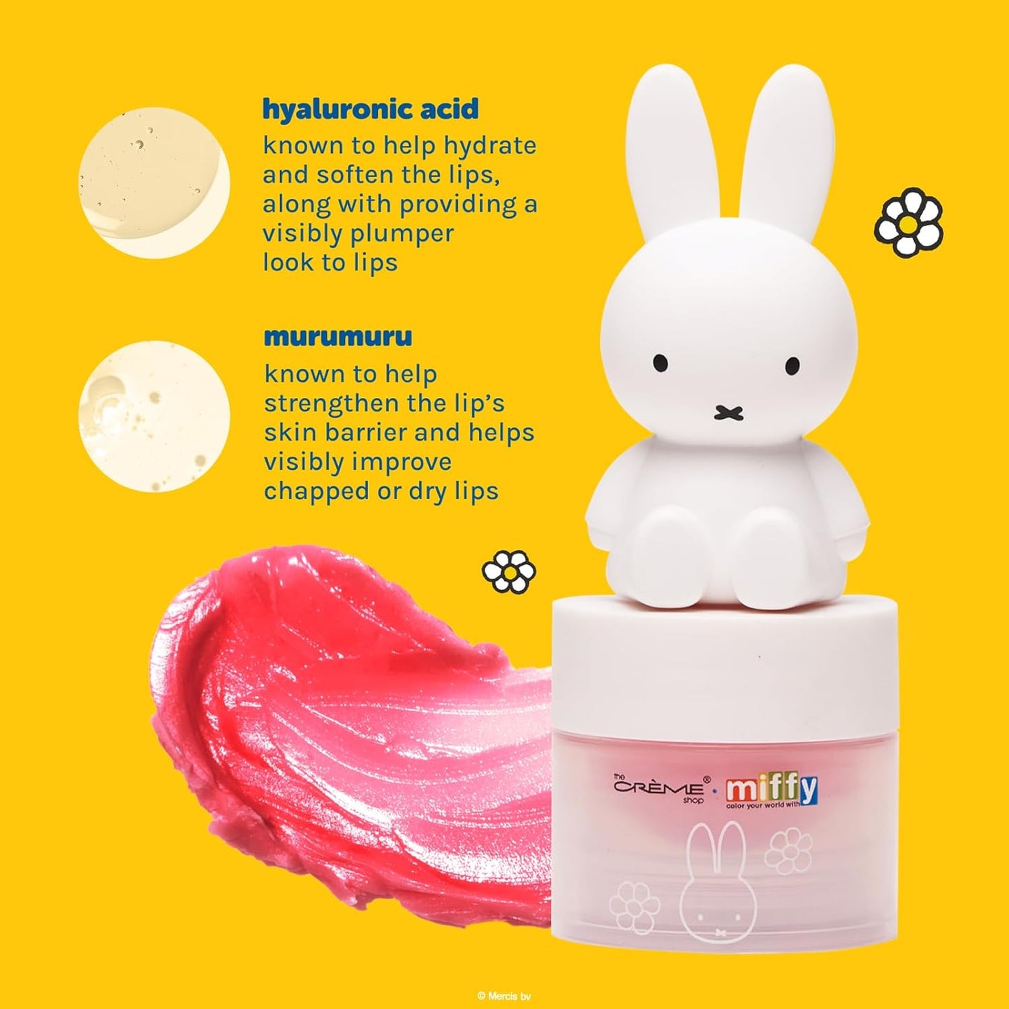 The Crème Shop Miffy Tinted Lip Balm - Hydrating Formula with Hyaluronic Acid & Murumuru - Rare Rose