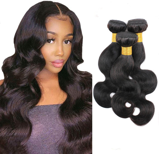 DaiMer Body Wave Human Hair Single Bundle Double Weft Body Wave Bundles 10A Unprocessed Brazilian Virgin Hair Extensions for Black Women 10 Inch