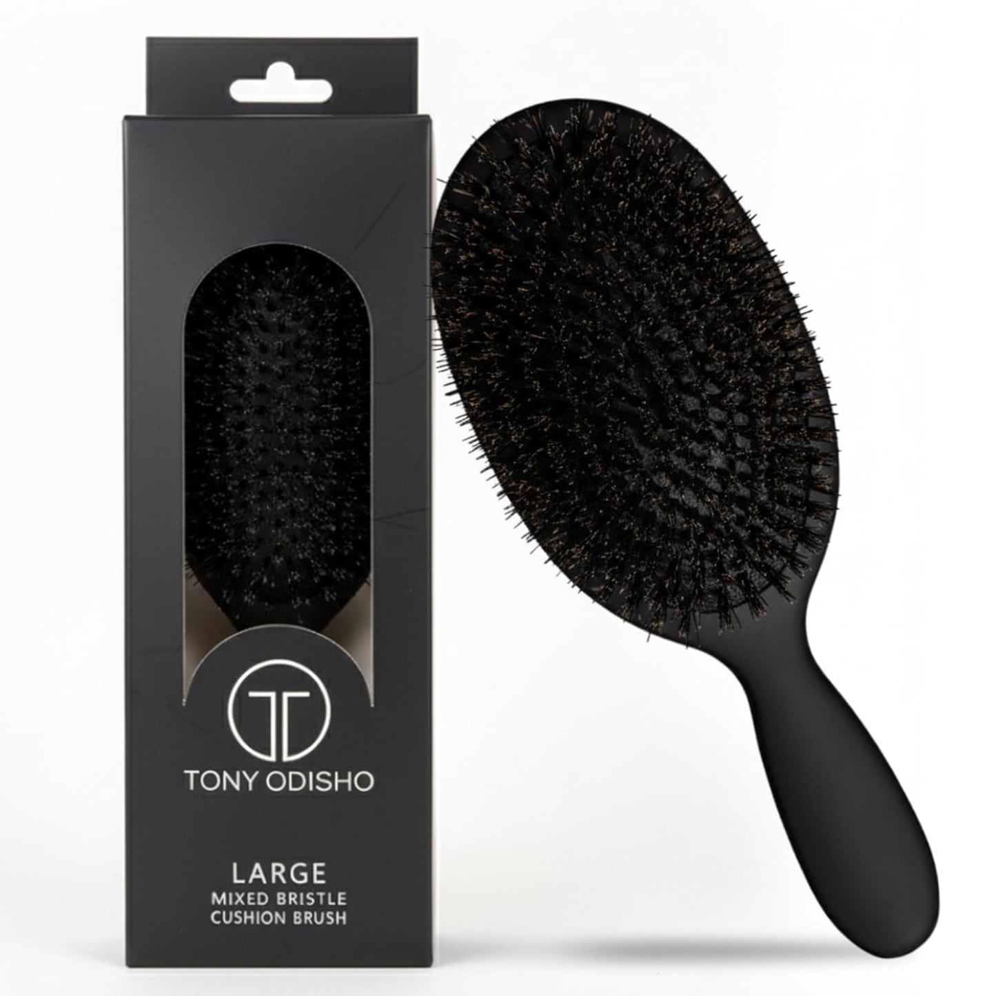 Skiennix Professional Paddle Hair Brush - Tourmaline Nylon & Boar Bristles for Gentle Detangling | Large Black