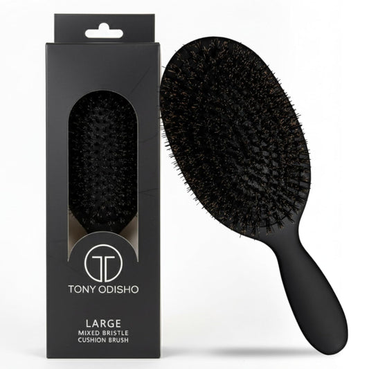 Skiennix Professional Paddle Hair Brush - Tourmaline Nylon & Boar Bristles for Gentle Detangling | Large Black