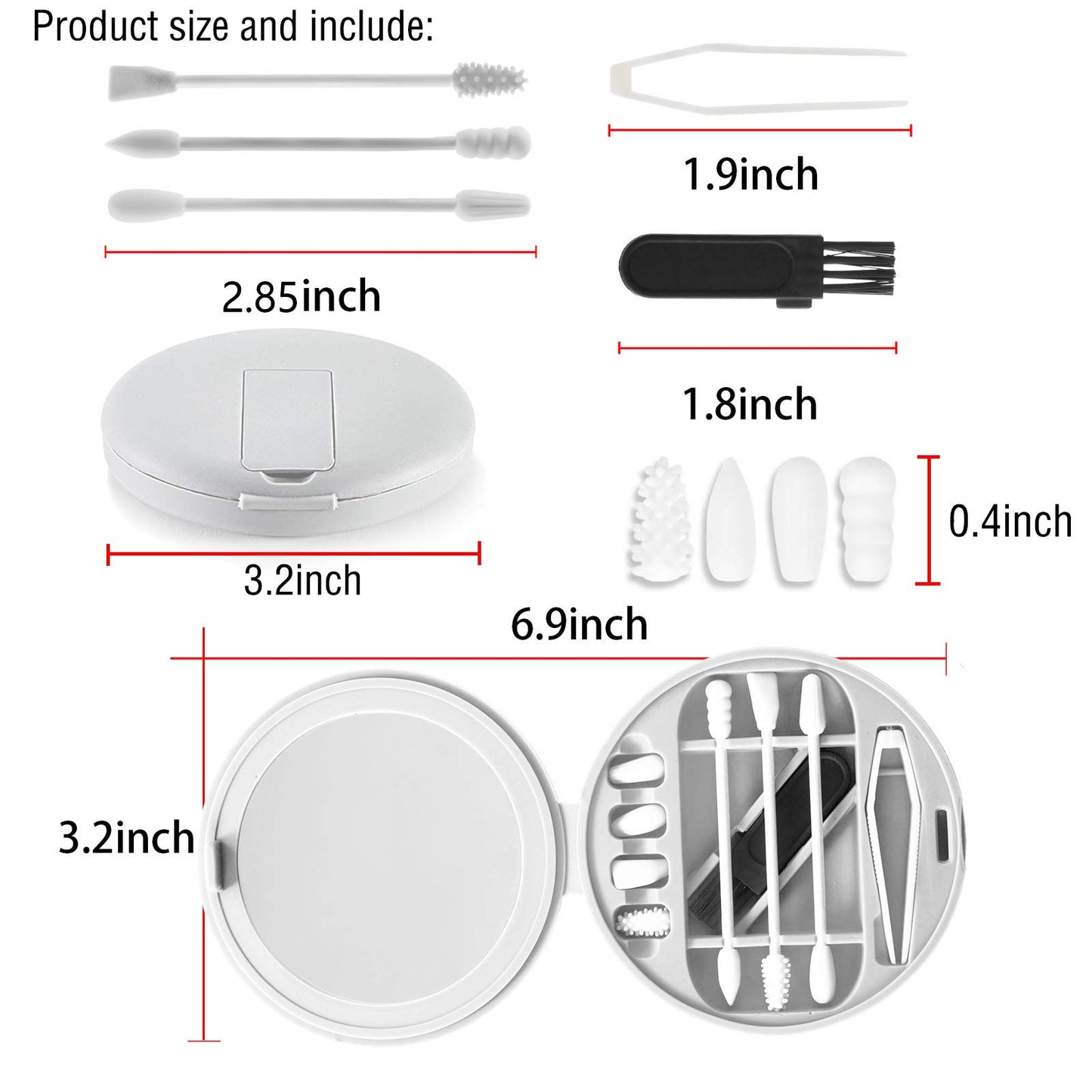 Strogem Reusable Cotton Swabs with 1 Mirror for Makeup Application and Cleaning, Multifunctional Portable Washable Silicone Q-Tip (white)