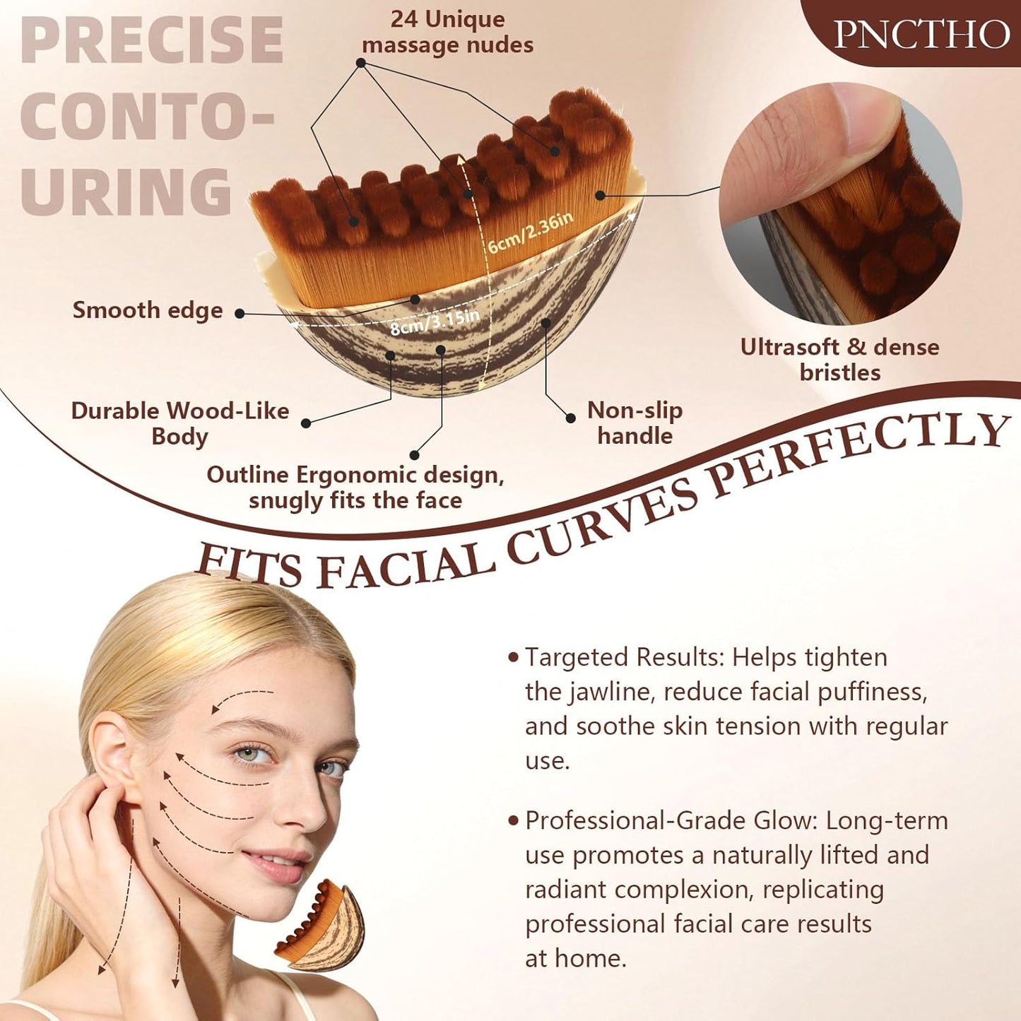 Skiennix Lymphatic Contour Face Brush - De-Puffing Massager for Chin & Neck | Smooth Skin & Firming