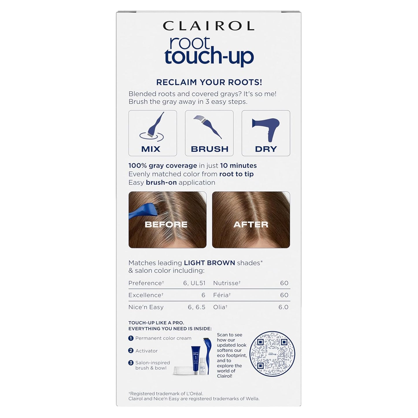 Clairol Root Touch-Up Permanent Hair Dye - 6 Light Brown Color | Pack of 2 for Effortless Coverage