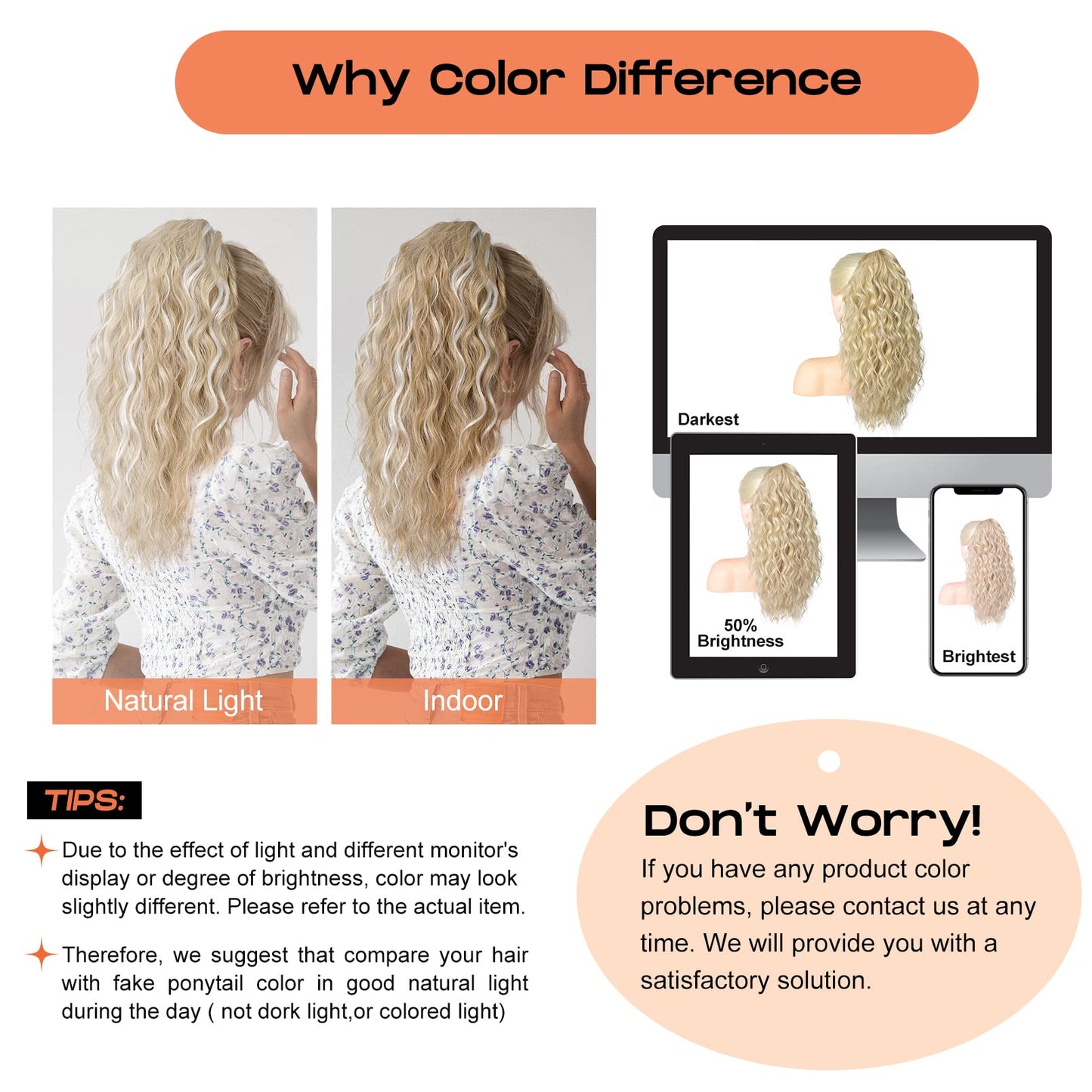 SEIKEA 18" Highlight Ponytail Extension, PT002 Tia Claw Long Multi Layered Fluffy Thick Wavy Curly Jaw Clip in Fake Pony Tails Fake Hair Soft Synthetic Hairpiece Chocolate Brown Blonde Highlights