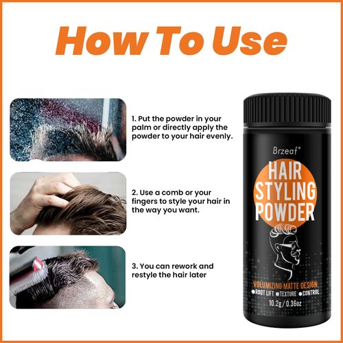 Brzeaf Hair Styling Powder - Medium to Strong Hold for Texture & Volume | Natural Look for All Hair Types