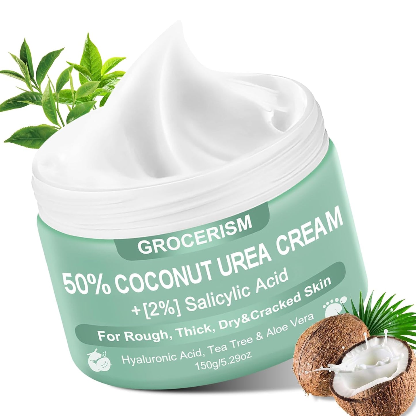 Urea Cream 50% for Feet - Maximum Strength Foot & Hand Cream with Salicylic Acid, Tea Tree & Aloe Vera | 5.29 oz