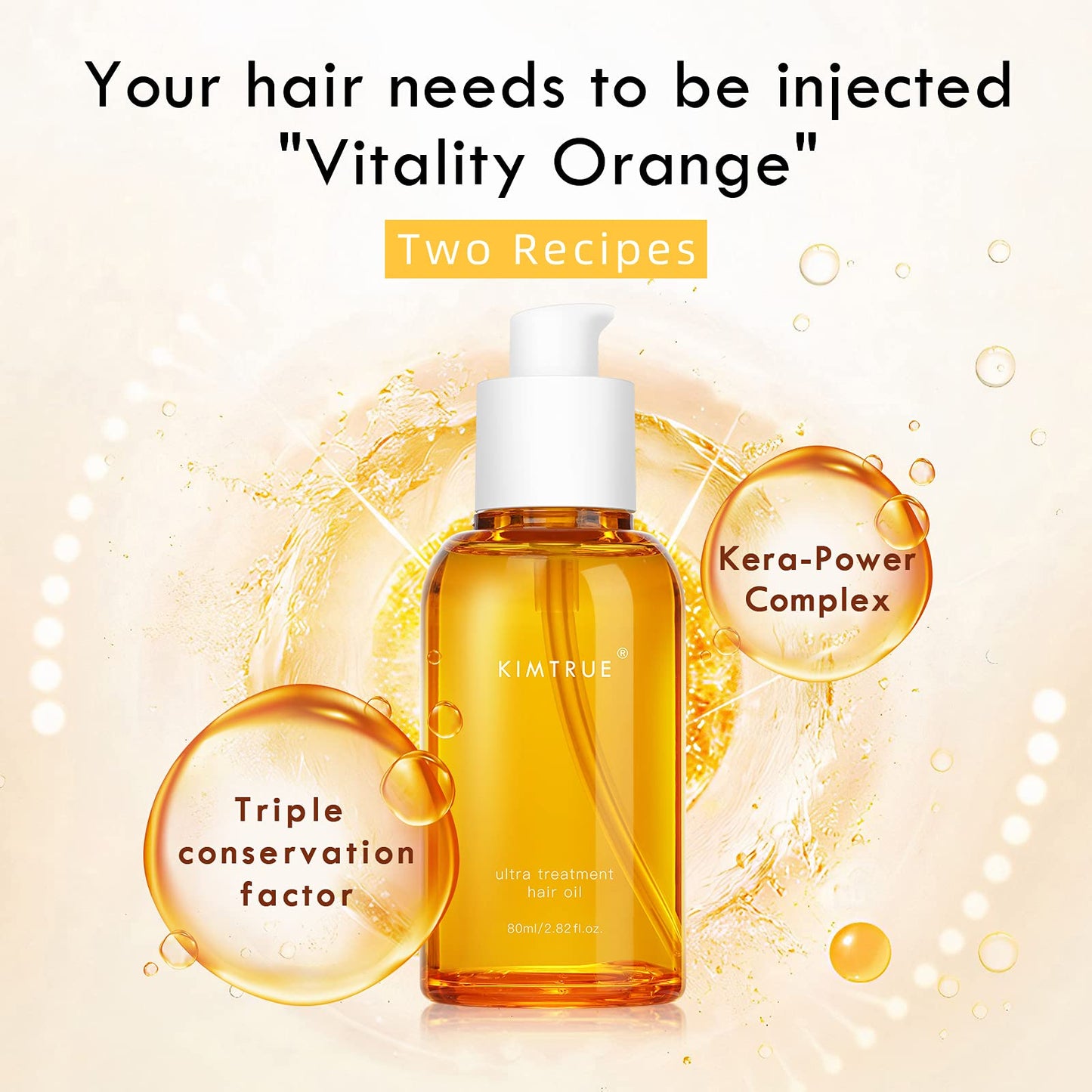 Kimtrue Hair oil for Frizzy Hair, Dry and Damaged hair,Curly hair and perm care,nourishing and Hydrating oils,Adds Shine and Smooths,Truly Non-greasy 2.7fl oz(80ml)