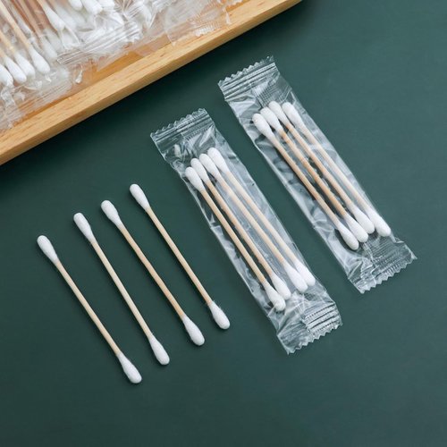 200 Pack Cotton Swabs, Individually Wrapped Cotton Swab, Individually Wrapped Double Tipped Wooden Sticks for Ear, Make-up(4pcs per Bag, 200 Bags, Double Round End)