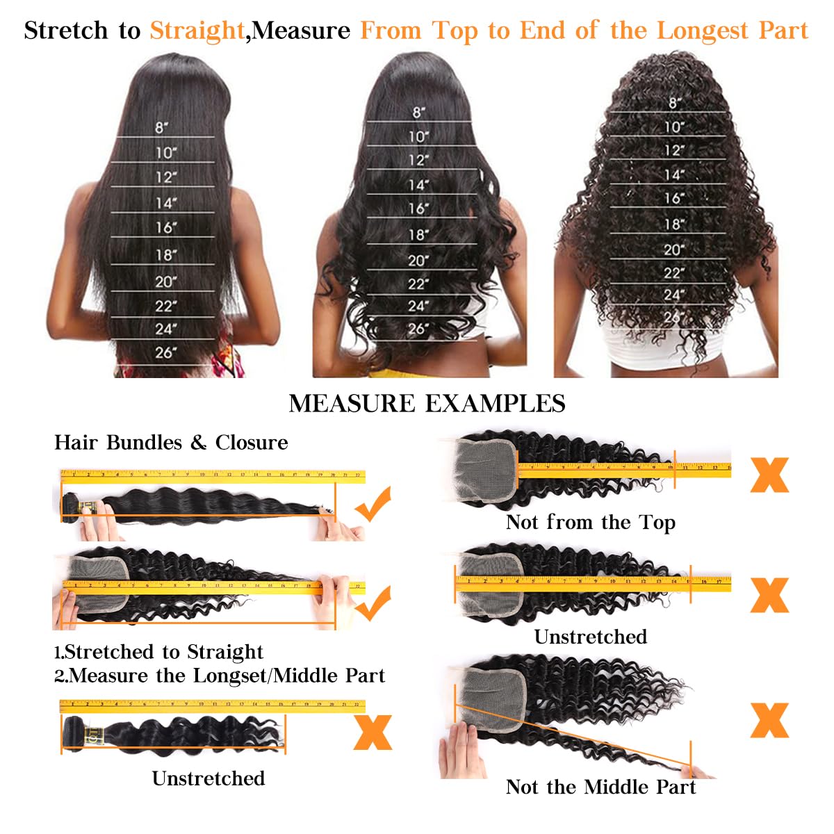 QTHAIR 14A Brazilian Human Hair Kinky Straight Bundles(20 22 24inch) Yaki Straight Human Hair 3 Bundles 100% Unprocessed Brazilian Virgin Human Hair Bundles Natural Color