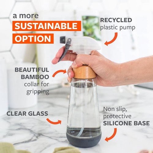 Full Circle - Refillable Glass Spray Bottle | Versatile Stream & Mist Options, 16oz Gray, 3 Pack - Eco-Friendly Cleaning & Plant Care