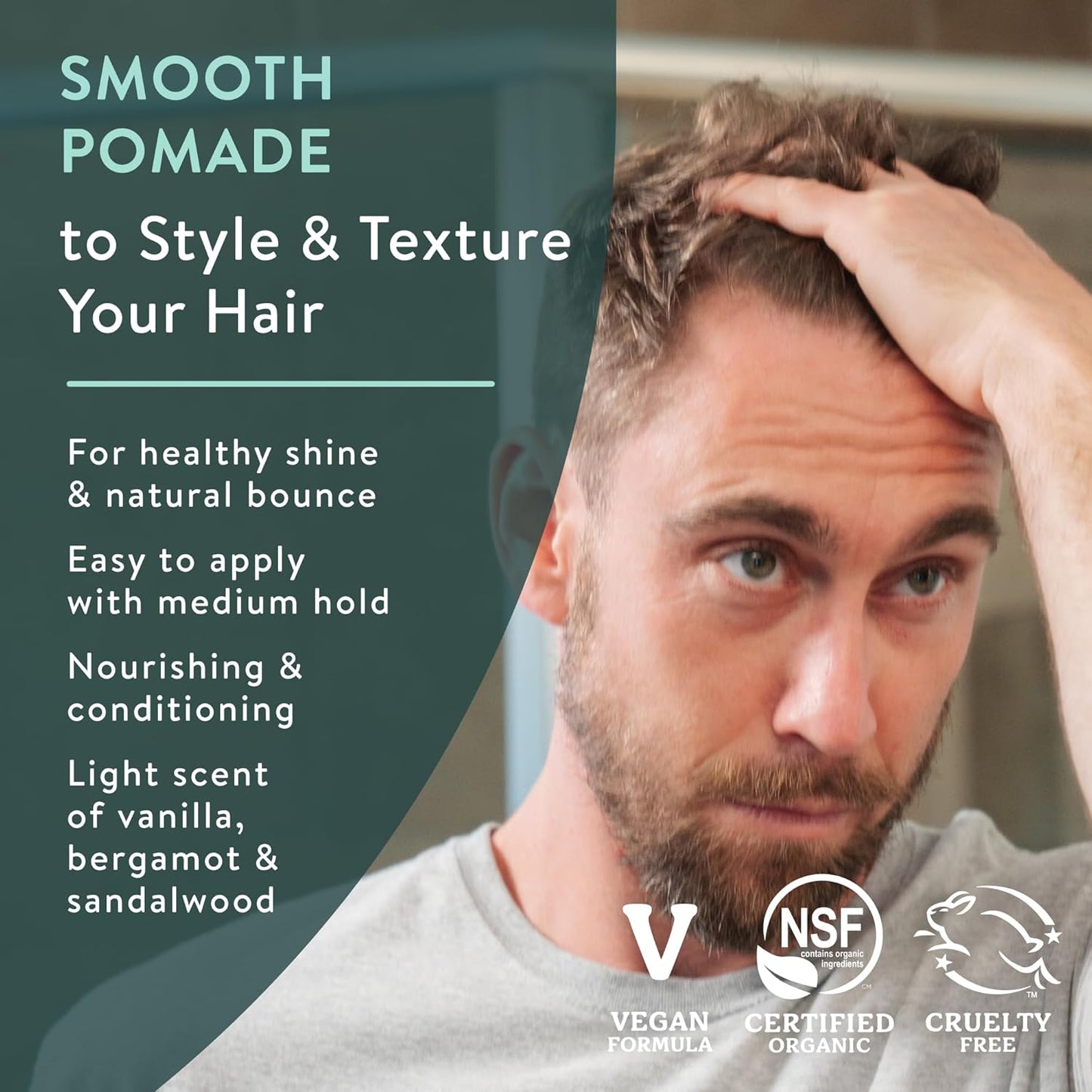 Badger Hair Pomade for Men - Organic Formula with Subtle Scent | Medium Hold & Shine - 2 oz Tin
