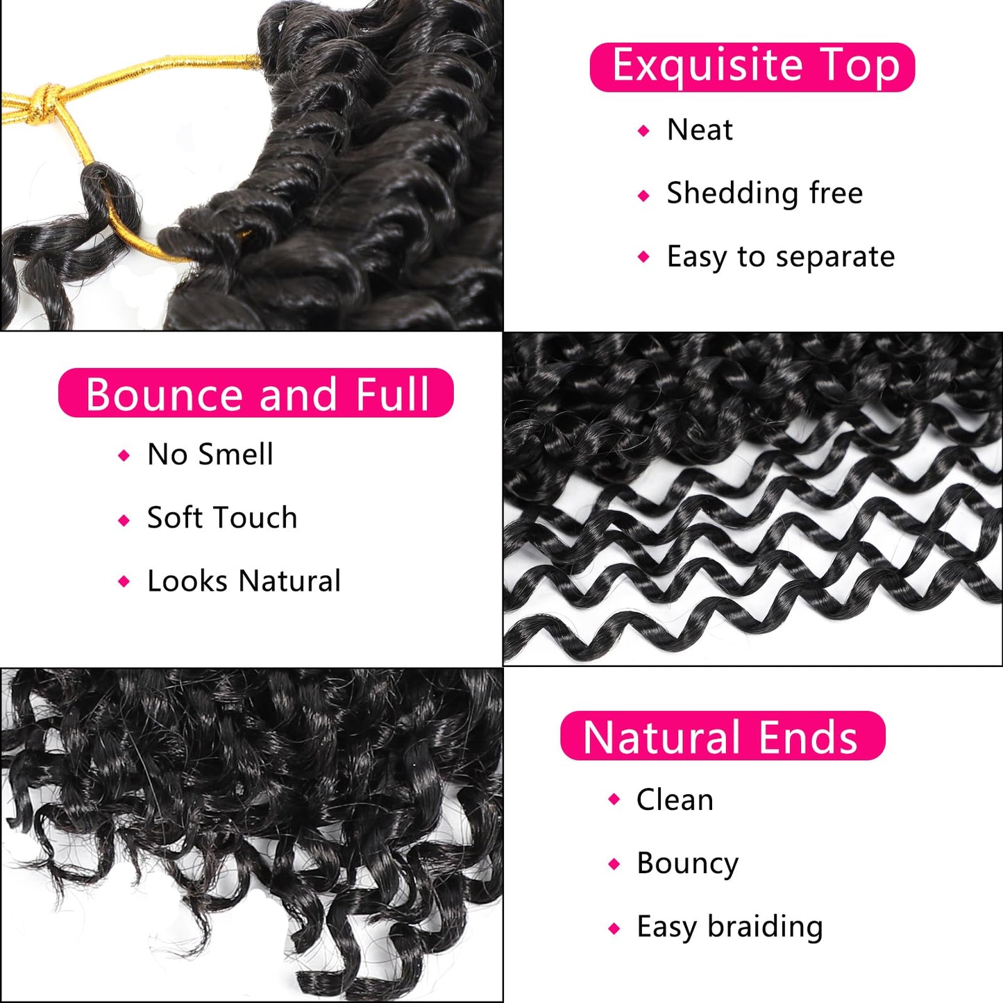 Passion Twist Hair 30 Inch 7 Packs Water Wave Crochet Hair Black Wrap Braiding Hair For Passion Twist Crochet Hair/Butterfly Locs/Spring Twist Crochet Braids Boho Hair Extension (30inch,7pc,1B#)