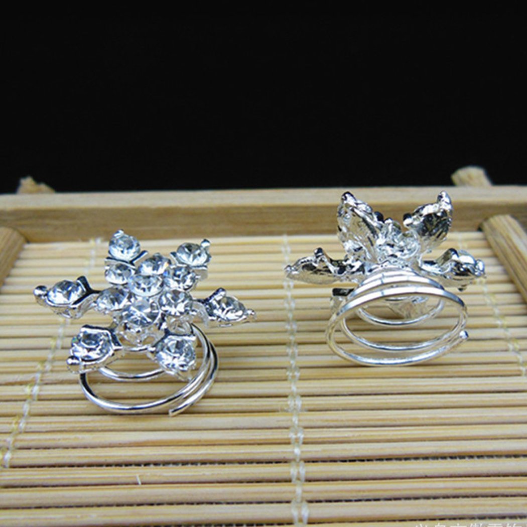 Jovono Boho Hair Clips Silver Crystal Headpieces Wedding Snow Hair Accerssories for Women and Girls (Set-2)