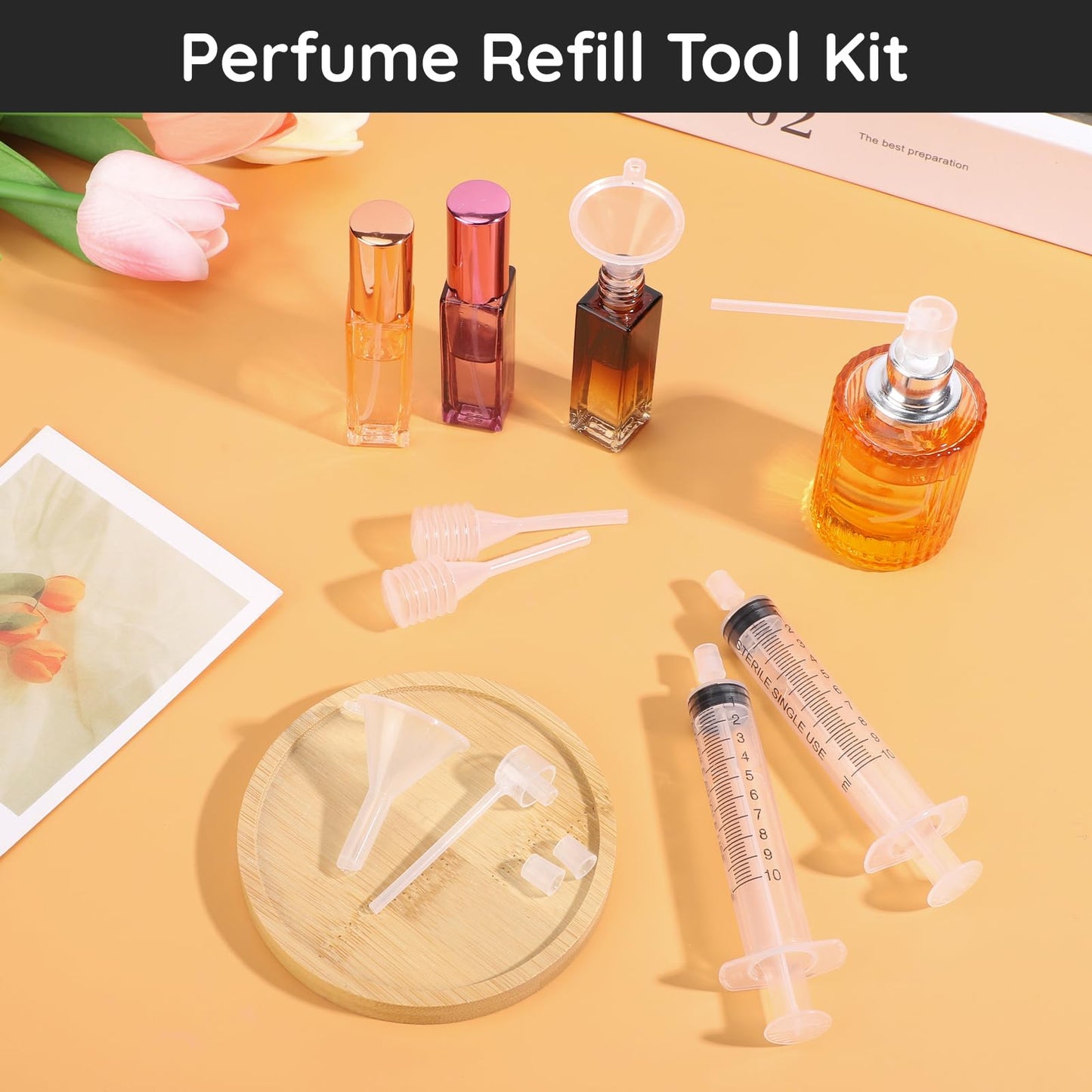 Segbeauty 10ml Perfume Refill Kit Transfer Pump, 0.34oz Large Plastic Perfume Travel Refill Tools, Dispenser Pump Funnel for Refill, 8pcs Dropper Extractor Set for Refillable Cologne Perfume Atomizer