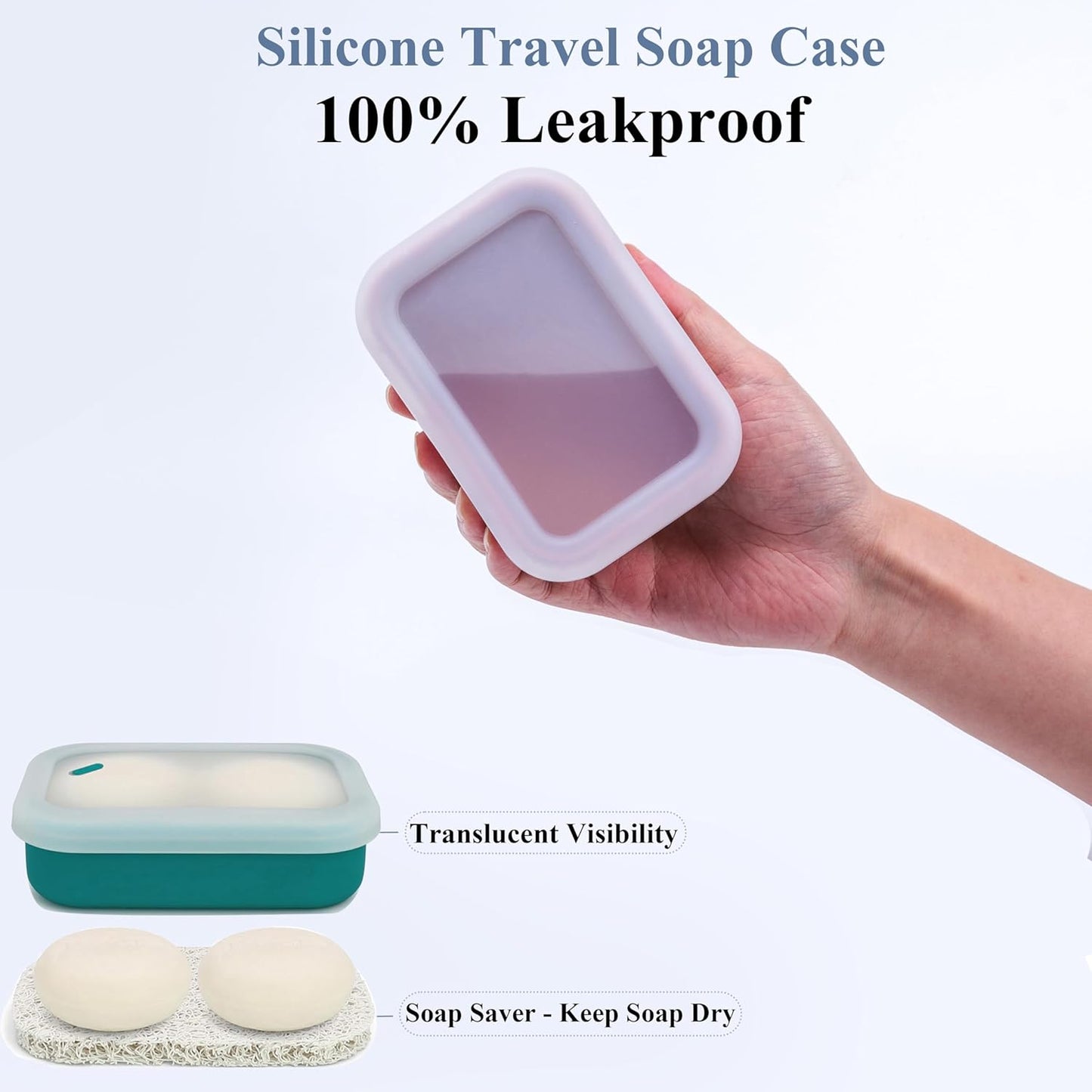 Skiennix Portable Leakproof Travel Soap Case - Compact Silicone Holder with Drainage Layer | Turquoise & Flamingo