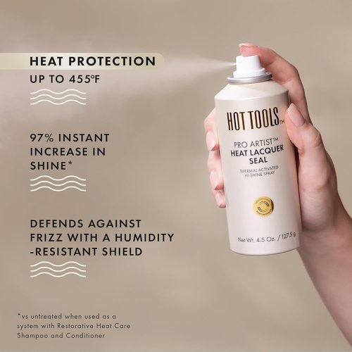HOT TOOLS Heat Protectant Hi-Shine Spray - Instantly Adds Shine, Minimizes Frizz & Protects from Heat Damage