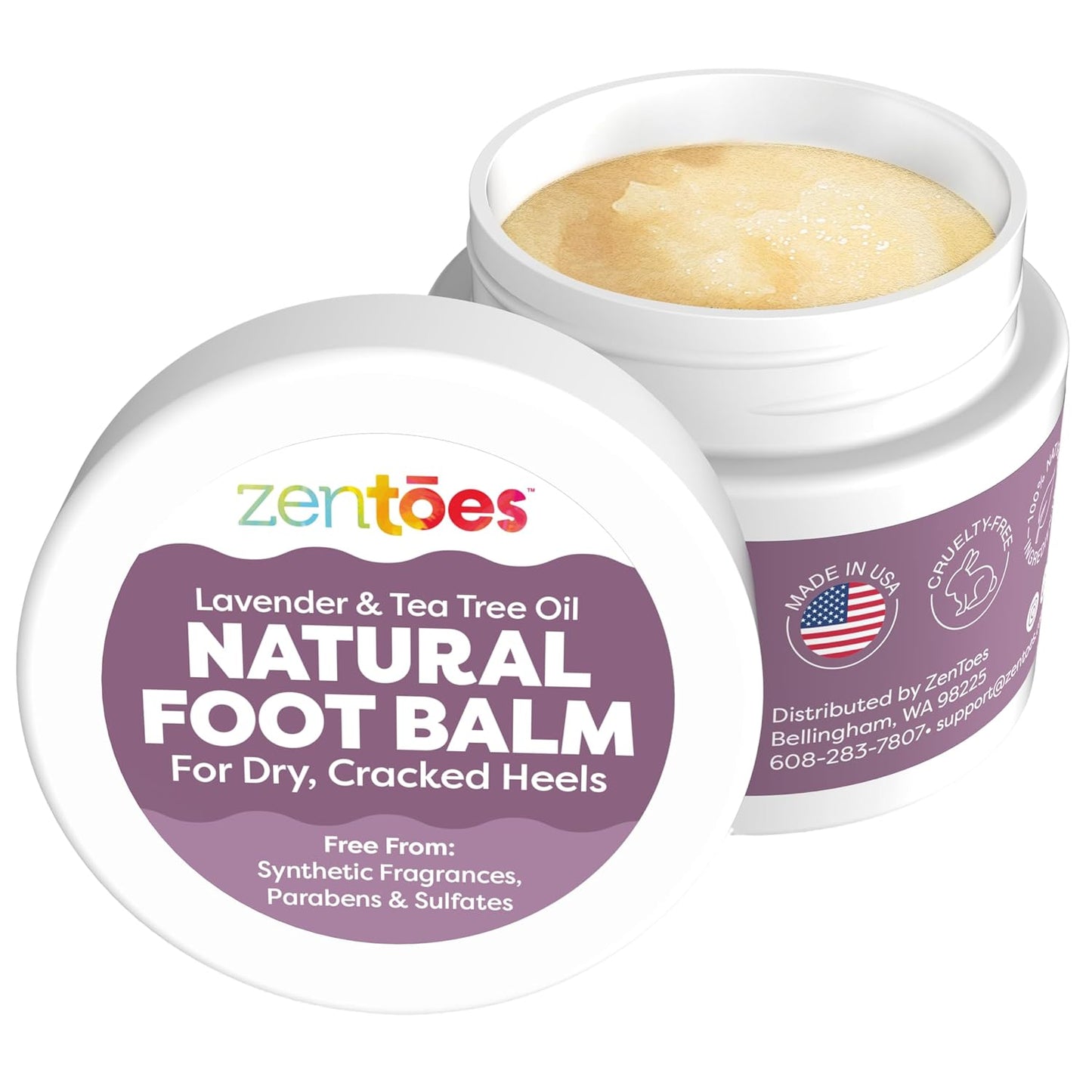 ZenToes Natural Foot Balm - Hydrating Cream for Dry, Cracked Heels & Feet | Soothes & Softens Skin | 2oz