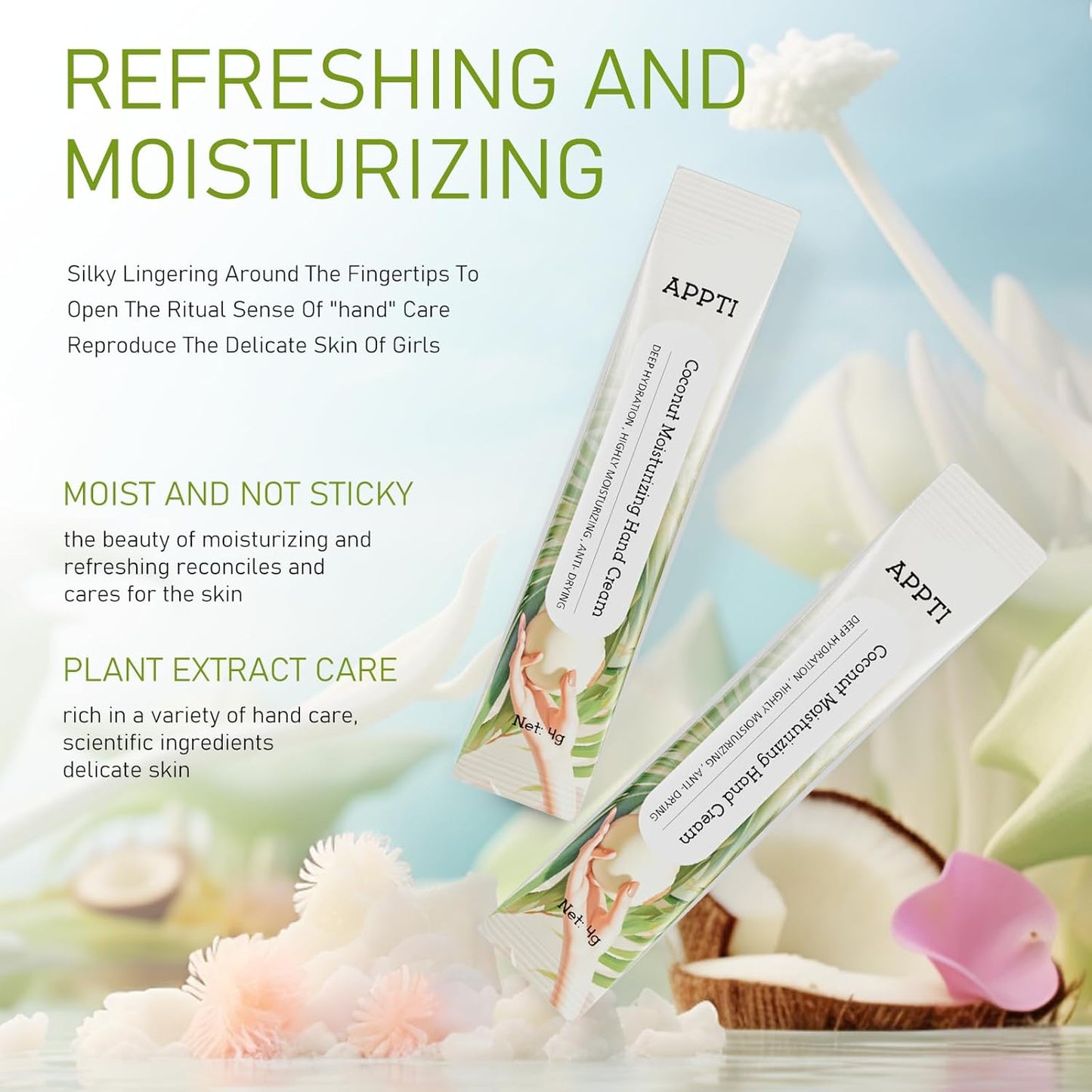 Skiennix Moisturizing Hand Cream - Hydrating Lotion for Dry Hands | Deep Nourishing Coconut, 80 Pack