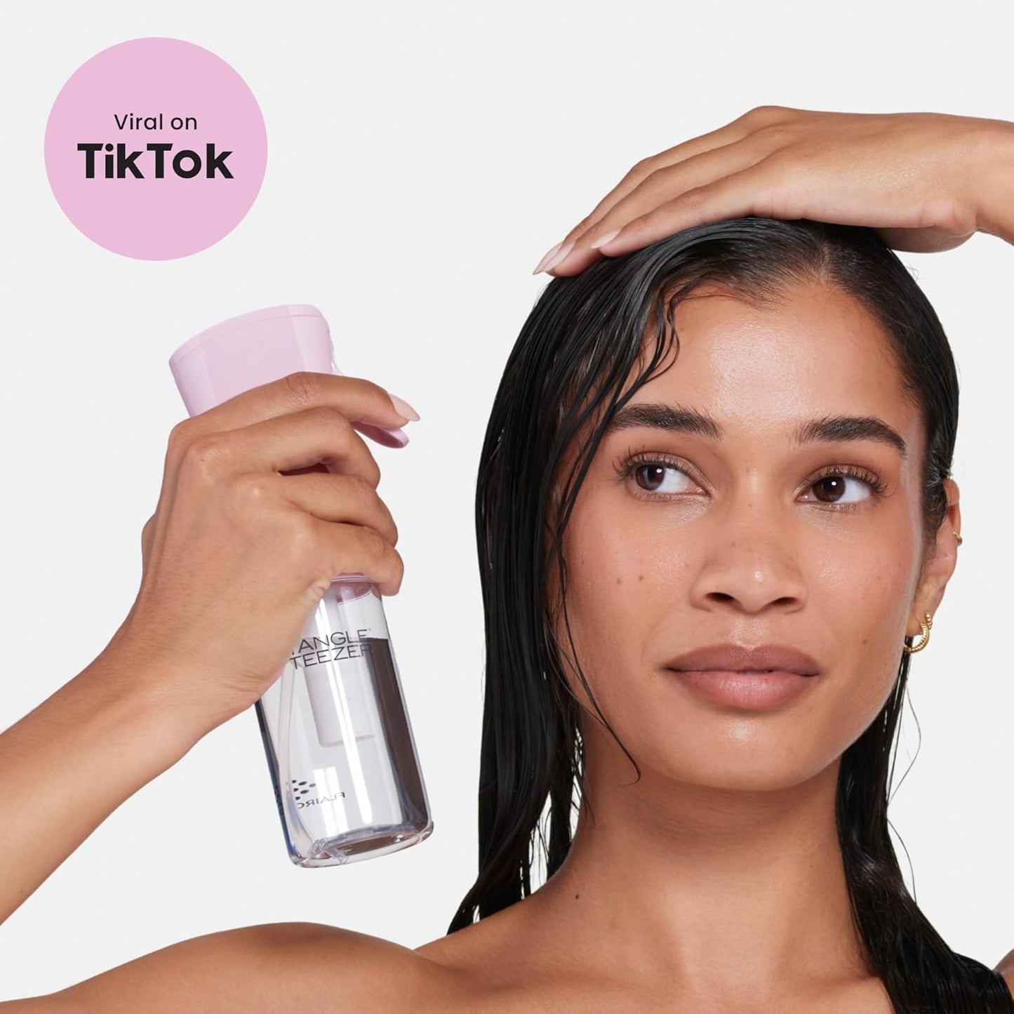 TANGLE TEEZER Travel-Size Fine Mist Continuous Spray Bottle, Reusable and Refillable, for Hair Detangling and Styling, 6.1 oz, Millennial Pink