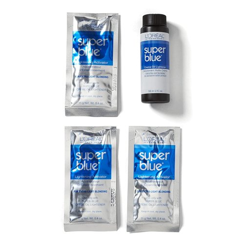 L'Oreal Technique Super Blue Lightener Kit - Hair Bleach for Easy Application & Pigment Removal